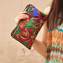 Embroidered Ethnic Style Retro Butterfly Flower Bags Handbag Women Coin Purse Lady Clutch Wallet Tassel Small Billetera Mujer 2024 - buy cheap