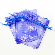 Bolsas de regalo de mariposa azul y plata, 15x20cm, 50 Uds., para joyería/boda/Navidad, bolsa de hilo con asas, embalaje de bolsas de Organza 2024 - compra barato