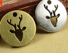 120pcs Charm hollow deer round pendants 18*20mm antique silver bronze Handmade Jewelry earrings bracelet necklace keychain DIY 2024 - buy cheap