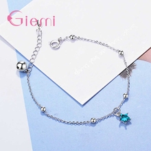 Shiny Bule Cubic Zircon Star Shape Pendant 925 Sterling Silver  Bracelet For Women Girls Engagement Jewelry Birthday Gift 2024 - buy cheap