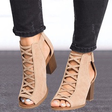 Dropshipping 2019 Fashion Women Sandals Summer New Hot Female Fish Mouth Exposed Toe High-Heeled Sandals Romanesque Ladies Shoes 2024 - buy cheap