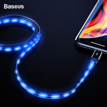 Baseus Flat Flowing Led Lighting Glow USB Cable For iPhone 11 Pro XS Max XR X 8 7 6 6s Plus 5 5s se Glowing Fast Charging Cable 2024 - buy cheap