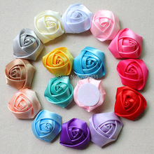 100pcs/lot 2'' Satin Rosettes rolled satin rosette DIY accessories 15 colors for headbands hair accessories 2024 - buy cheap