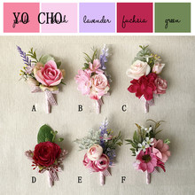 Flor de boda de YO CHO DIY, botones de Goom, muñeca de novia, brazalete con ramillete, flor de mano, Traje De Hombre, decoración de fiesta de graduación 2024 - compra barato