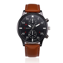 Mens Analog Quartz Wrist watches Casual Military Leather Fashion watch Round Case Time Clock Relogio Feminino Erkek Kol Saati 2024 - buy cheap