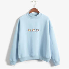 Kawaii Harajuku Women Hoodies Cartoon Cats Sweatshirt Female Winter Warm Fleece Korean Sweatshirt Long Sleeve Jumpers 2024 - buy cheap