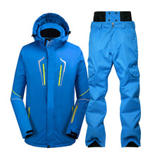 Новый лыжный костюм Мужская зимняя ветрозащитная теплая-30 градусов Спортивная уличная куртка для сноуборда Мужская + шпон камуфляжные лыжные штаны 2024 - купить недорого