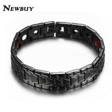 NEWBUY 2021 New Cool Health Men Magnetic Bracelets&Bangles Stainless Steel Bangles For Men Black Gold Bracelets For Gift 2024 - buy cheap