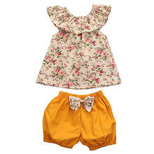 Toddler Infant Baby Girl Clothing Set Outfits Floral Shirt Tops Short Sleeve Flower Shorts Pants 2pcs Set Clothes Baby Girls 2024 - buy cheap