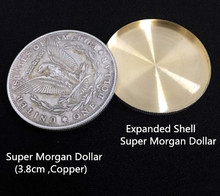 Concha expandida + moeda de cobre, conjunto de truques de mágica, moedas de aparecer, mágica, brinquedos de mágica clássicos de truques 2024 - compre barato