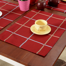 Conjunto de tapete de mesa de jantar estilo europeu, 4 unidades, alta qualidade, decoração, acessórios de cozinha, cormantes, individuais, vermelho xadrez, placa 2024 - compre barato