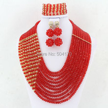 Conjunto de miçangas de cristal africano, alta qualidade, 10 camadas, feminino, conjunto de joias, colar nigeriano para festa, frete grátis, gs845 2024 - compre barato