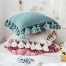 Baby Pillow Decorate Kids Baby Room Decor Knitted Crochet Cushion Cover Pompom Throw Pillow Covers Infant Room Decoration 45*45 2024 - buy cheap