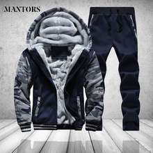 Casual Mens Tracksuit Set Winter Two Piece Sets Cotton Fleece Thick Hooded Jacket + Pants Sporting Suit Male Trainingspak Mannen 2024 - buy cheap