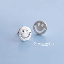 Real 925 Sterling Silver Jewelry For Women Cute Smile Face Earring Stud Small Stud Earring For Girls Wholesale 2024 - buy cheap