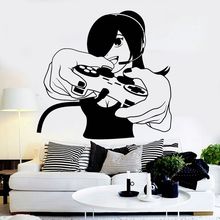 Game Handle Sticker Girl Gamer Decal Gaming Posters Gamer Vinyl Wall Decals Parede Decor Mural Video Gril Game Decal 2024 - buy cheap