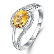 Женское кольцо GEM'S BALLET, овальное кольцо из 100% стерлингового серебра 925 пробы с натуральным цитрином, карат 2024 - купить недорого