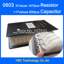 Free shipping 0603 SMD Sample Book 37values 1875pcs Resistor Kit and 17values 600pcs Capacitor Set 2024 - buy cheap