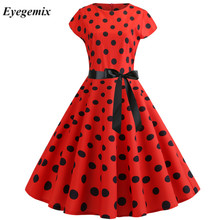 Plus Size Women Summer Dresses 50s 60S Vintage Casual Elegant Red Polka Dot Party Work Office Dress Retro Rockabilly Vestidos 2024 - buy cheap