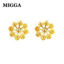 MIGGA Delicate Cubic Zircon Stone Crystal Round Stud Earrings Gold/Silver Color Women Girls Studs Jewelry 2024 - buy cheap