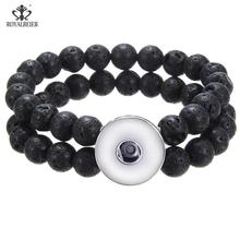 Fashion Men Volcanic Stone Bracelet Handmade Beaded Elastic Rope Chain 18mm Snap Bracelet Yoga Energy Bracelet 2024 - buy cheap