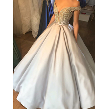 Gorgeous Ball Gown Prom Dress Off The Shoulder Beadings Satin Evening Party Gown Vestidos de Fiesta Largos Elegantes de Gala 2024 - buy cheap