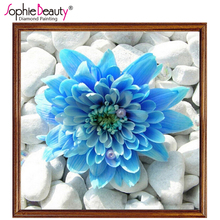 Diy Diamond Painting Blue Flower On Stones Diamond Cross Stitch Crystal Square Diamond Mosaic Sets unfinished Diamond Embroidery 2024 - buy cheap