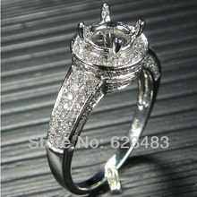 Anillo de compromiso de corte redondo, anillo de compromiso de ajuste de diamante Natural de oro blanco de 14k sólido de 6,5mm 2024 - compra barato
