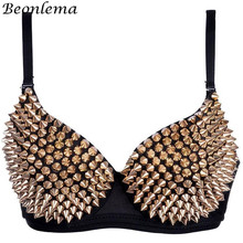 BEONLEMA-corsé con remaches para mujer, accesorios Steampunk, sujetador dorado y plateado, corpiño de realce, Top Sexy, ropa de discoteca, lencería caliente 2024 - compra barato