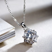 Women Simple Cubic Zircon Wedding 925 Silver Pendant Necklace Jewelry Fashion Crystal Statement Necklaces Collares Mujer 2024 - buy cheap