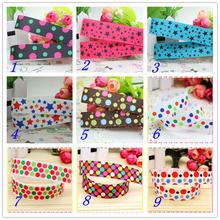 7/8'' Free shipping star polka dots printed grosgrain ribbon hairbow headwear party decoration diy wholesale OEM 22mm S375 2024 - buy cheap