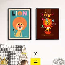 Fun Lion Cartoon Artwork Canvas Art Print Painting Poster Wall Pictures For Kids Room Home Decorative Bedroom Decor No Frame 2024 - buy cheap