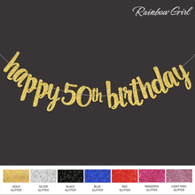 Pancarta de feliz cumpleaños, cartel Popular de 50 ° cumpleaños, dorado/Negro/plateado con purpurina, suministros para fiesta de cumpleaños de 50 °, novedad de 2017 2024 - compra barato