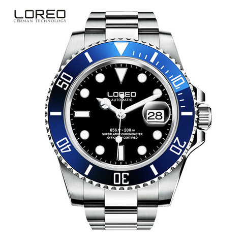 High end Sport Watch LOREO 200M Waterproof Diving Automatic Watch Men Calendar Sapphire Mirror Luminous Mechanical Watches Men 2022 - buy cheap