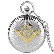 Retro Freemasonry Masonic 'G' Quart Pocket Watch Men Silver/Gold Color Fob Watches with Chain Necklace Big Clock Male Gifts 2024 - buy cheap