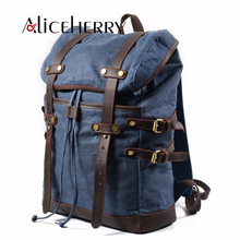 Large Capacity 15.6-17 Inch Canvas Laptop Backpack Unisex Vintage Leather Casual School College Business Bags Travel Daypack 2024 - buy cheap