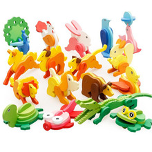 Criativo 3d tridimensional de madeira animal quebra-cabeça brinquedos para crianças diy bebê crianças brinquedos de madeira feitos à mão animais puzzles 2024 - compre barato