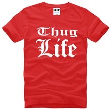 Camiseta estampada thug life tupac 2pac masculina, hip hop, manga curta, gola redonda, camisa masculina de algodão, camisa legal 2024 - compre barato
