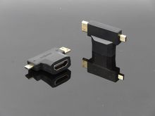 Переходник Dinto 3 в 1 Micro HDMI Mini HDMI штекер-HDMI переходник V1.4 штекер-гнездо 90 градусов M/F комбинированный HDMI адаптер 2024 - купить недорого