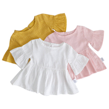 Elbow Sleeve Spring Summer Girls Blouses Tops Cotton Casual Baby Girl Shirts for Children Kids Clothing Shirts Dress 2024 - buy cheap