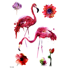 Водостойкие Временные татуировки фламинго для мужчин, 5 шт., татуировки с птицами и цветами, временные женские наклейки флэш-тату 2024 - купить недорого