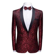 Men's shawl lapel suit jacket  2019 trend pattern mens jacquard blazer men's slim elegant tuxedo blazer Men stage party clothing 2024 - buy cheap