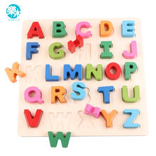Baby Toys Children letter Building wooden toy Jigsaw PUZZLE Wood color learning Educational board games toys for kids 2024 - buy cheap