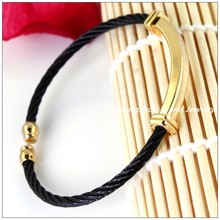 Promotion Sale Charming 316L Stainless Steel Gold Black Tone Twisty Wire Chain Cable Mens Womens Bracelet Bangle High Quality 2024 - buy cheap