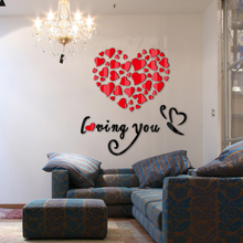 hot sale  wall stickers acrylic mirror diy sticker home decoration love 3d sticker living room modern design 2024 - buy cheap