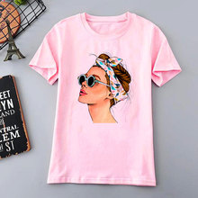 Женская футболка с принтом, розовая или белая Повседневная футболка в стиле Харадзюку, лето 2019 2024 - купить недорого