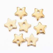 20pcs Small 304 Stainless Steel Star Charms Pendant For Necklace Bracelet Jewelry Making Golden Color 5.5x6x1mm Hole: 1mm 2024 - buy cheap