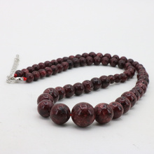 Deep red black spots 6-14mm round bead stone chalcedony tower chain necklace 18 " earrings women fashion jewelry sets 2024 - buy cheap