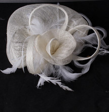 Elegant Ladies Feather Sinamay Fascinators For Bride Wedding Accessories Hats Party Headwears Cocktail Hats Headbands OF1524 2024 - buy cheap