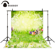 Allenjoy background for photo studio spring easter egg rabbit bokeh grass photography backdrop photocall printed custom 2024 - buy cheap